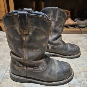 Justin Waterproof Work Boots Comp Toe WK4630 Brown Leather Men's Size 8.5 EE